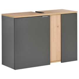 home24 SKRINKA POD UMÝVADLO, antracitová, dub artisan, antracitová, dub artisan, 80/56/32 cm.