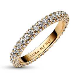 Pandora Trblietavý pozlátený prsteň so zirkónmi Shine Timeless 162627C01 58 mm.