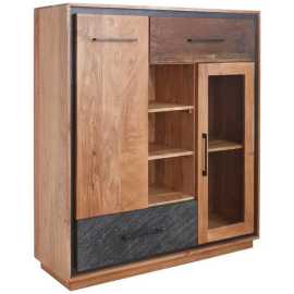 Landscape VYSOKÁ KOMODA, akácia, staré drevo, hnedá, farba akácie, tmavosivá, 115/130/40 cm.