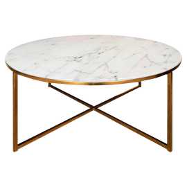 Ambia Home KONFERENČNÝ STOLÍK, sivá, biela, zlatá, kov, sklo, 80/80/45 cm.