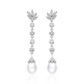 Agato Elegantné strieborné náušnice so zirkónmi a perlou AGT-E121PW-P.