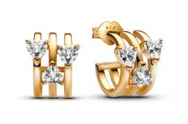 Pandora Pozlátené náušnice Tri srdcia Shine 263656C01.