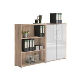 MID.YOU SKRINKA NA DOKUMENTY, dub sonoma, biela s vysokým leskom, 168,8/113,6/33 cm.