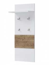 Vešiakový panel freya - dub halifax/biela.

 

Dekoratívny pruh v dekore dreva na prednej strane je tvorený pevnou profilovanou MDF doskou.

 

Rozmery vešiakového panelu Freya sú 70x112x13cm (š, v, h).

 

Všetky produkty patriace do kolekcie Freya nájdete nižšie v súvisiacich produktoch.