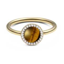 Daniel Wellington Pozlátený prsteň s tigriím okom a kryštálmi Audrey DW0040122 47 mm.