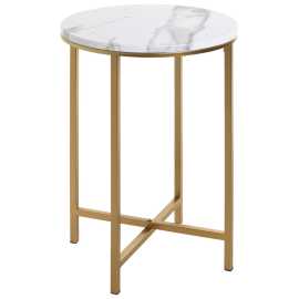 PRÍRUČNÝ STOLÍK, biela, zlatá.
