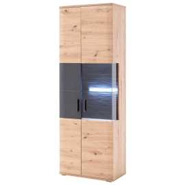 Livetastic VITRÍNA, antracitová, farba duba, 70/198/37 cm.