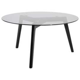 Carryhome KONFERENČNÝ STOLÍK, sivá, čierna, drevo, sklo, 90/90/45 cm.