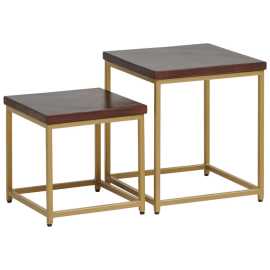 MID.YOU SADA PRÍRUČNÝCH STOLÍKOV, mangové drevo, zlatá, farba vlašského orecha.