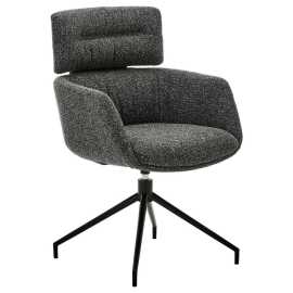 Dieter Knoll STOLIČKA S PODRÚČKAMI, železo, tkaná textília, čierna, tmavosivá.