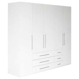 Xora SKRIŇA S OTOČNÝMI DVERAMI, biela, biela s vysokým leskom, 244/218,6/59,4 cm.
