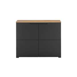 MID.YOU KOMODA, čierna, farba duba, 100/80/40 cm.