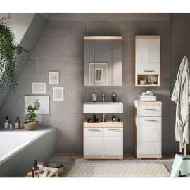 MID.YOU KÚPEĽŇA dub sonoma, biela s vysokým leskom.