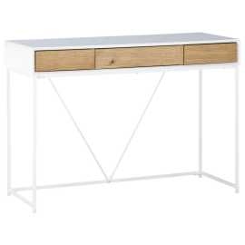 KONZOLOVÝ STOLÍK, biela, farba duba, drevo, kov, kompozitné drevo, 110/40/77 cm.
