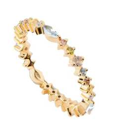 PDPAOLA Pozlátený dámsky prsteň s farebnými zirkónmi Lotus Colors AN01-C80 50 mm.