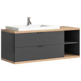 MID.YOU SKRINKA S UMÝVADLOM, antracitová, antracitová, farba duba, 130/50/48 cm.