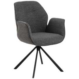 MID.YOU STOLIČKA S PODRÚČKAMI, tkaná textília, antracitová.