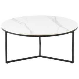 Livetastic KONFERENČNÝ STOLÍK, čierna, biela, kov, keramika, 80/80/37 cm.