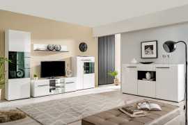 Obývacia zostava s osvetlením heber - biela/čierna.

 

Obývacia zostava Heber sa skladá z týchto dielov: 

- vitrína vysoká s osvetlením (58x190x35cm - š, v, h)

- vitrína široká s osvetlením (87,5x124x35cm - š, v, h)

- televízny stolík s osvetlením (150x49,5x41,5cm - š, v, h)

- nástenná polica (120x22x19,5cm - š, v, h)

- komoda (173x96,5x41,5cm - š, v, h)

 

Do širokej vitríny pohodlne umiestnite dekorácie, knihy alebo iné doplnky.

 

Kolekcia Heber je variabilný, tzn.