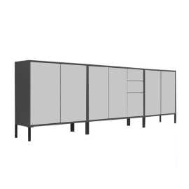 MID.YOU ŠIROKÁ KOMODA, antracitová, biela, 263,5/86/33 cm.