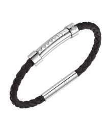 Police Tmavo hnedý kožený náramok Rock Rebel PEAGB0001409/10 18 cm.