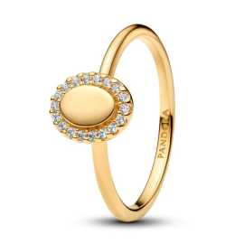 Pandora Elegantný pozlátený prsteň Ovál s aureolou Shine 163800C01 60 mm.
