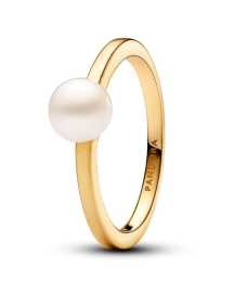 Pandora Pôvabný pozlátený prsteň s perlou Timeless Shine 163157C01 54 mm.