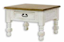 Stolík z masívu rustikálny mes 08a - k16 antická biela.