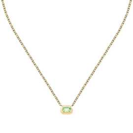 Trussardi Pozlátený náhrdelník so zeleným zirkónom T-Design TJAXA21.
