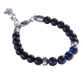 Marc Malone Štýlový korálkový náramok s modrým tigrím okom MCGB5022.