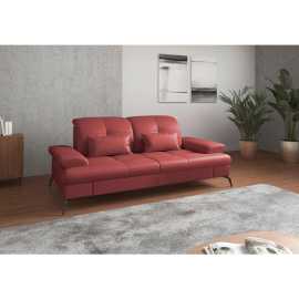 Sit & More TROJMIESTNA POHOVKA, červená, kombinácia pravá koža/látka.