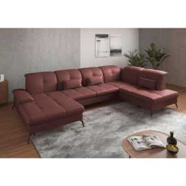 Sit & More SEDACIA SÚPRAVA, textil, koža, červenohnedá.