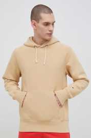 Mikina Champion pánska, béžová farba, s kapucňou, melanžová.