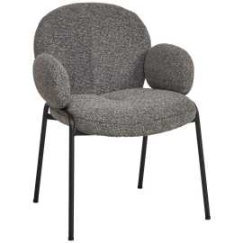 MID.YOU STOLIČKA S PODRÚČKAMI, železo, vzhľad ľanu, čierna, tmavosivá.