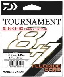 Daiwa splietaná šnúra tournament sinking feeder braid grey 8 +1 135 m - 0,08 mm.