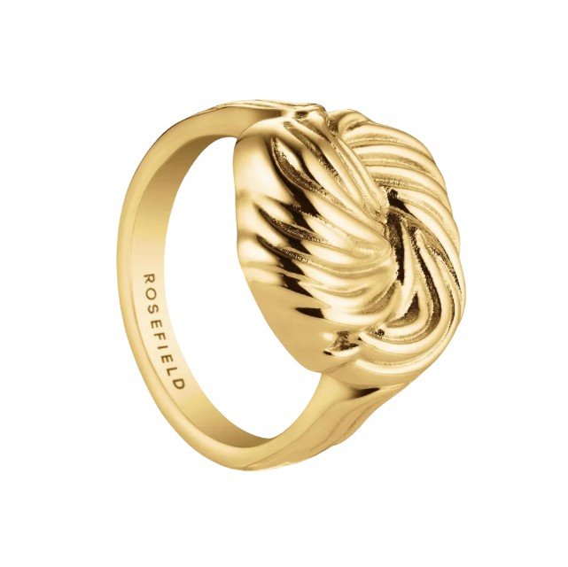 Rosefield Luxusný pozlátený prsteň Uzol Statement JRSK 56 mm.
