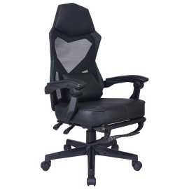 Carryhome HERNÁ STOLIČKA, vzhľad kože, sieťovina, čierna.
