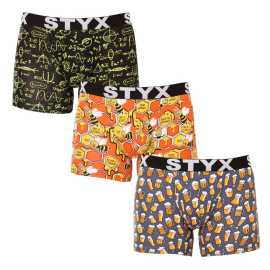 3PACK pánske boxerky Styx long art športová guma viacfarebné (3U13724) L, trenky.