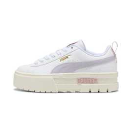 Puma Mayze Lth Jr 35,5. Pouličný dizajn s výraznou podrážkou Tieto tenisky Puma Mayze Lth Jr prinášajú klasickú siluetuznačky PUMA - textúrovanú a vyvýšenú gumovú podrážku, ale s moderným syntetickým zvrškom pre pravý mestský štýl. Výhody  Zvršok kombinujúci kožu a syntetiku - pevná konštrukcia s moderným nádychom. Zvýšená podrážka (platforma) - dodáva výrazný pouličný štýl. Klasické šnurovanie - zaisťuje pevné priľnutie k nohe. Detaily značky PUMA Formstrip a logo Archive No. 1 - športová identita s nadčasovým nádychom.   Vyberte si ich, ak chcete tenisky, ktoré vás štýlovo posunú a udržia krok s mestom - pohodlie, odolnosť a osobitý vzhľad v jednom balení.Medzipodošva - EVA  Základná technológia používaná u väčšiny modelov tenisiek, ktorá sa vyznačuje dobrou tlmivosťou a responzivitou. Čo sa týchto dvoch vlastností týka, existujú lepšie technológie s väčším tlmením a návratom energie. EVA (alebo tiež Ethylenvinylacetát) je ale oproti nim cenovo dostupnejšia a často vhodnejšia. Nie vždy totiž potrebuješ tú najmäkšiu topánku.Podrážka - guma  S gumovou podrážkou sa proste nedá nič pokaziť. Dlho vydrží, ľahko sa čistí a má skvelú trakciu.