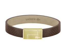 Lacoste Hnedý kožený náramok Monogram Leather 2040187 17,5 cm.