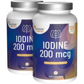 Essentials Jód 200 mcg  vysoká dávka 200 mcg – Vegan, 240 kapsúl. Podporte svoju štítnu žľazu a nervový systém mimoriadne účinným jódom s obsahom 200 μg jódu.