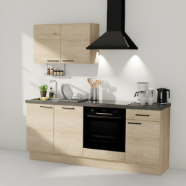 Kuchynská linka Naturel 195x60x91 cm dub San Remo ľavá. Kuchynská linka 195 cm, skrinky v dub San Remo, kompletne zmontovaná, veľmi jednoduchá montáž, kompletná kuchynská linka vrátane pracovnej dosky bez spotrebičov, vyrobené v Nemecku