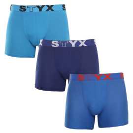3PACK pánske boxerky Styx long športová guma modré (U9676869) XXL, trenky. Pohodlie bez kompromisov v boxerkách od českej značky Styx
Doprajte si pohodlie, ktoré vydrží celý deň, s pánskymi boxerkami Styx. Tieto pánske boxerky s predĺženými nohavicami a športovou gumou sú ideálnou voľbou na každodenné nosenie a výnimočný športový výkon. Navyše sa môžete spoľahnúť na tradičnú českú kvalitu, ktorá vás nikdy nesklame.
Kvalitný materiál pre maximálne pohodlie
Boxerky sú vyrobené z prvotriednej zmesi bavlny a umelých vlákien. Bavlna je priedušná a jemná k pokožke, zatiaľ čo modal dodáva materiálu hodvábnu jemnosť a odolnosť voči opotrebovaniu. Vďaka elastanu sa boxerky prispôsobia vášmu telu a zabezpečia úplnú voľnosť pohybu bez akýchkoľvek obmedzení. Táto kombinácia materiálov zabezpečuje dokonalú rovnováhu medzi pohodlím, funkčnosťou a odolnosťou.
Praktický dizajn a česká precíznosť
Boxerky Styx majú predĺžené nohavičky, ktoré poskytujú dodatočnú oporu a zabraňujú odieraniu stehien, čo oceníte pri športe a dlhom sedení v kancelárii alebo v aute. Športový elastický pás s logom Styx drží boxerky na svojom mieste, netlačí a dodáva im moderný vzhľad. Klasické farebné prevedenie dodá vášmu šatníku nadčasovú eleganciu a svieži štýl.
Prečo si vybrať boxerky Styx

Česká kvalita: Navrhnuté a vyrobené v Českej republike, čo zaručuje najvyššiu kvalitu spracovania.
Prémiové materiály: Kombinácia bavlny, modalu a elastanu pre maximálne pohodlie.
Univerzálny dizajn: Predĺžené nohavice a štýlové športové elastické nohavice na každú príležitosť.

Spodná bielizeň Styx je jednou z najobľúbenejších
Česká značka Styx je medzi zákazníkmi známa najmä vďaka svojej spodnej bielizni s neotrelými vzormi vo výrazných farbách. Hlavným dôvodom obľúbenosti značky sú však jej pohodlné materiály a skvelé strihy, ktoré sme vyskúšali na vlastnej koži. Značka Styx patrí medzi naše privátne značky a za kvalitu našich výrobkov dáme ruku do ohňa.
Ako sa mám starať o svoje boxerky Styx?

Pranie: Per je na 30 °C s jemným pracím prostriedkom, aby materiál zostal hebký a príjemný.
Sušenie: Sušička sa neodporúča, boxerky sušte voľne na vzduchu, aby si zachovali svoj tvar.
Žehlenie: V prípade potreby žehlite pri nízkej teplote, aby si materiál zachoval svoju mäkkosť.

Tip: Staňte sa expertom na údržbu spodnej bielizne vďaka tipom v našom článku a doprajte svojim obľúbeným kúskom starostlivosť, ktorú si zaslúžia.