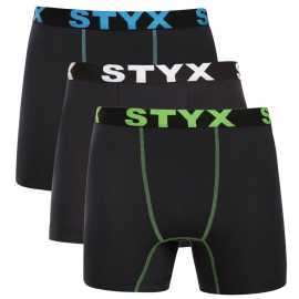 3PACK pánske funkčné boxerky Styx čierné (3W09023) M, trenky. Pánske funkčné boxerky Styx - vynikajúci komfort pre aktívny životný štýl
Hľadáte dokonalé boxerky na šport, prácu a voľný čas? Pánske funkčné boxerky Styx sú skvelou voľbou pre každého, kto chce maximálne pohodlie a dokonalú sviežosť po celý deň. Vďaka špeciálnemu zloženiu a technológii Coolmax Fresh sa budete cítiť pohodlne, či už ste na tréningu, na túre alebo máte pred sebou naozaj náročný deň v práci.
Kvalitný materiál pre dokonalú funkčnosť
Boxerky sú vyrobené z vysokokvalitnej zmesi umelých vlákien, ktorá kombinuje polyesterový hodváb (PESh), elastan a vlákna ošetrené technológiou Coolmax Fresh s aktívnym striebrom. Vďaka tomu funkčné boxerky Styx rýchlo odvádzajú pot a udržiavajú pokožku v suchu aj počas náročnej fyzickej aktivity. Zároveň sú priedušné, dobre vetrajú a zabraňujú prehrievaniu intímnych partií. Elastan zaisťuje dokonalú pružnosť a pohodlie pri nosení, boxerky sa dokonale prispôsobia vášmu telu a neobmedzujú vás v pohybe.
Moderný strih s dlhšími nohavicami
Boxerky majú športový strih s dlhšími nohavičkami, ktoré zabraňujú nepríjemnému vyhrňovaniu a zabezpečujú maximálne pohodlie. Pomáhajú tiež predchádzať odreninám na stehnách. Vďaka elastickému pásu zostáva spodná bielizeň pevne na svojom mieste, ale nikde netlačí. Tento strih je ideálny pre mužov, ktorí uprednostňujú väčšie krytie a lepšiu oporu počas pohybu.
Prečo si zamilujete funkčné boxerky Styx

Maximálne pohodlie a funkčnosť: Technológia Coolmax Fresh odvádza pot, udržuje pokožku v suchu a zaisťuje priedušnosť aj pri intenzívnej aktivite.
Perfektný strih s dlhšími nohavičkami: Nevyhŕňajú sa, poskytujú optimálnu podporu a pohodlie pri každodennom nosení aj športe.
Česká kvalita a precízne spracovanie: Navrhnuté aj vyrobené v Českej republike s dôrazom na detail a dlhú životnosť materiálu.

Kvalita z Českej republiky - to je spodná bielizeň Styx
Značka Styx má viac ako 30 rokov skúseností s výrobou kvalitnej spodnej a domácej bielizne. Pyžamo Styx sa kompletne vyrába v Českej republike s dôrazom na prvotriedne materiály a precízne spracovanie. Sami ich testujeme a ručíme za ich kvalitu - pretože pohodlie je na prvom mieste.
Ako sa starať o funkčné boxerky Styx?
Aby vám spodná bielizeň dlho vydržala v skvelej forme, odporúčame dodržiavať tieto tipy.

Pranie: Odporúčame prať na 40 °C, čo je optimálne pre zachovanie funkčných vlastností materiálu. Vyvaruj sa agresívnym pracím prostriedkom a aviváži, ktoré by mohli narušiť schopnosť odvodu vlhkosti..
Sušenie: Boxerky môžeš sušiť v sušičke na nízky stupeň, ale pre dlhšiu životnosť odporúčame sušenie na vzduchu.
Žehlenie: Ak je potrebné, žehli iba na nízku teplotu, aby nedošlo k poškodeniu vlákien.

Tip: Nájsť ten správny kus spodnej bielizne, ktorý vám dokonale padne, môže byť náročné. Keď ho nájdete, oplatí sa oň dobre starať, aby dlho vydržal. Tipy, ako to urobiť, nájdete v našom článku.