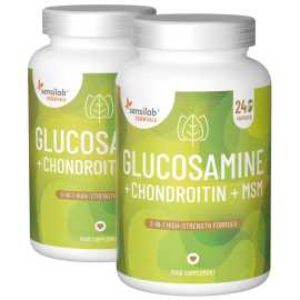 Essentials Glukosamín + Chondroitín + MSM, vysoká dávka – 480 kapsúl. Podporte svoje kĺby a chrupavky s pokročilým komplexom glukosamínu, chondroitínu, MSM a vitamínu C.&nbsp;