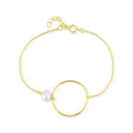 JwL Luxury Pearls Minimalistický pozlátený náramok s pravou perlou JL0858.