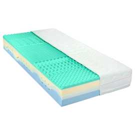 Novel MATRAC, 80/200 cm. **80X200CM, H3/H4, 7 ZON, PUR - **PENA, V: 24CM, NO:150KG - **POT: ALOE VERA, PRAT.60C Doprajte si kvalitný odpočinok s týmto matracom značky NOVEL (cca 80 x 200 cm) s niekoľkými rôznymi jadrami. Hlavné parametre stručne a jasne plocha lôžka: cca 80 x 200 (Š x D) celková výška: cca 24 cm max. nosnosť: cca 150 kg penové jadro, sendvičové jadro a jadro z polyuretánovej peny výška jadra matraca: cca 22 cm objemová hmotnosť: cca 40 kg/m³ stupeň tvrdosti: H3 + H4 = tvrdý + veľmi tvrdý rôzne stupne tvrdosti matraca na každej strane postele 7 zón optimálny na spanie na chrbte poťah prateľný pri teplote do 60 °C optimálna cirkulácia vzduchu Aké výhody ponúka jadro matraca? Penové jadro, sendvičové jadro a jadro z polyuretánovej peny spoločne vytvárajú maximálne pohodlie spojením mäkkosti a tichosti. Môžete sa tešiť na rôzne stupne tvrdosti na každej strane postele: „tvrdý“ sa odporúča pre osoby od približne 80 kg a stupeň „veľmi tvrdý“ je vhodný pri telesnej hmotnosti od cca 100 kg. Vďaka 7-zónovému členeniu sa presne prispôsobuje tvaru tela. Aké výhody ponúka poťah z hľadiska pohodlia a údržby? Poťah je vyrobený zo syntetických vlákien (100 % polyester) a zaujme svojou odolnou štruktúrou. Žerzejový povrch má pletenú štruktúru, je jemne pružný a hebký. Praktický poťah môžete prať v práčke pri teplote do cca 60 °C, a tým zvýšiť hygienu vo svojej spálni. Aké ďalšie vlastnosti ponúka tento model? 3D zárezy do peny v jadre pre dobré prispôsobenie telu objemová hmotnosť: cca 40 kg/m³ Upgrade pre svoju posteľ: Tento matrac (cca 80 x 200 cm) s viacerými jadrami dopraje vášmu telu oporu, ktorú si zaslúži! - **80X200CM, H3/H4, 7 ZON, PUR - **PENA, V: 24CM, NO:150KG - **POT: ALOE VERA, PRAT.60C