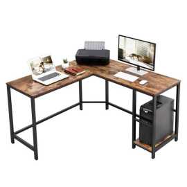 Sconto Rohový písací stôl MONA čierna/hnedá.