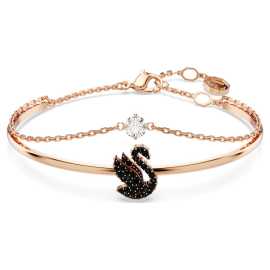 Swarovski Elegantný dvojitý bronzový náramok s kryštálmi Iconic Swan 5678048 15 cm.