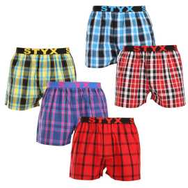 5PACK Caleçons pour hommes Styx sport élastique multicolore (5B103135) XL.
Vous cherchez un short qui allie style, confort et qualité supérieure?
Coton de qualité pour un confort parfait
Le short est fabriqué en 100 % coton de première qualité, qui est non seulement doux au toucher, mais aussi merveilleusement respirant.
Coupe classique et look moderne
Grâce à sa coupe ample, vous vous sentirez parfaitement à l'aise dans ce short, qui offre une grande liberté de mouvement.
Pourquoi vous devez absolument essayer les shorts Styx

100% coton pour un maximum de confort: Le short est fabriqué en coton de haute qualité, doux, respirant et agréable à la peau, ce qui garantit un confort tout au long de la journée.
Caoutchouc tissé sportif: L'élastique du logo Styx, ferme mais confortable, maintient les shorts en place sans les décoller ou les desserrer.
Production tchèque et qualité d'exécution : Styx est une marque tchèque traditionnelle qui s'enorgueillit de la précision de son travail, de sa durabilité et de la longue durée de vie de ses produits.

La marque tchèque Styx offre plaisir et qualité supérieure
Les sous-vêtements Styx sont particulièrement appréciés par ceux pour qui l'individualité est importante.
Comment entretenir les shorts Styx ?
Pour que votre short reste longtemps en bon état, nous vous conseillons de suivre les conseils suivants.

Blanchisserie: Nous recommandons un lavage à 30 °C pour que le coton conserve sa douceur et que les couleurs restent riches.
Sèche-linge: Le séchage par culbutage n'est pas recommandé pour éviter le rétrécissement du matériau.
Repassage: Le coton peut être repassé, mais nous recommandons une température plus basse pour éviter d'endommager le tissu.

Conseil : Devenez un expert de l'entretien de la lingerie les conseils de notre article et donnez à vos pièces préférées le soin qu'elles méritent.